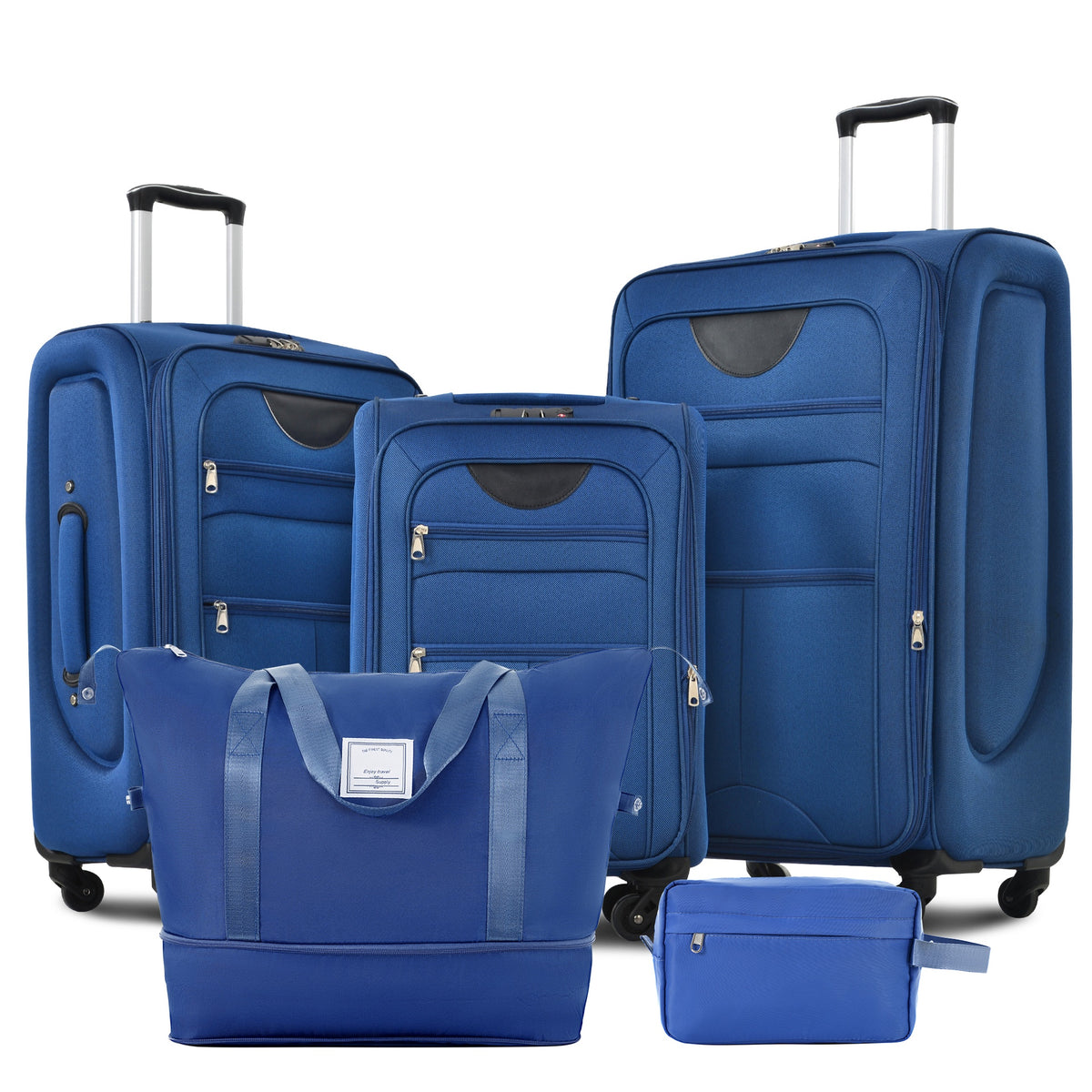 Softside Luggage Expandable 3 Piece Set Suitcase with Duffel Bag Upright Spinner Softshell Lightweight Luggage Travel Set-22/26/30 IN