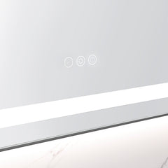 48 x 24 Inch LED Bathroom Mirror with Front and Backlight, Wall Mounted Vanity Mirror with Aluminum Frame, Anti-Fog, Memory, 3 Colors, Stepless Dimmable