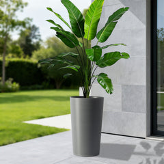 2 Pack Tall 21.7 in Planters for Outdoor Plants Modern Tall Square Planter Box Indoor Outdoor Porch Patio Flower Pot Modern Big Tapered Matte Tree Flower Pot for Garden, (Grey)