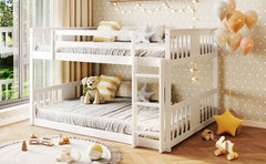 Full Over Full Bunk Bed with Ladder, White