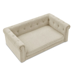 Elegant Rectangle Pet Bed for Small and Medium Dogs, Durable Elevated Dog Sofa Bed, Comfortable Dog Couch, Modern and Stylish Dog Sofa for Small and Medium Dogs,Beige