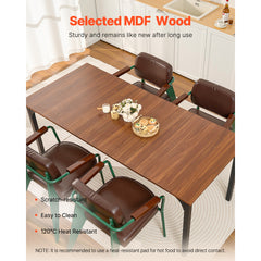 71in Rectangle Dining Table Wood Kitchen Table for 6-8 Person Brown (Only Table)