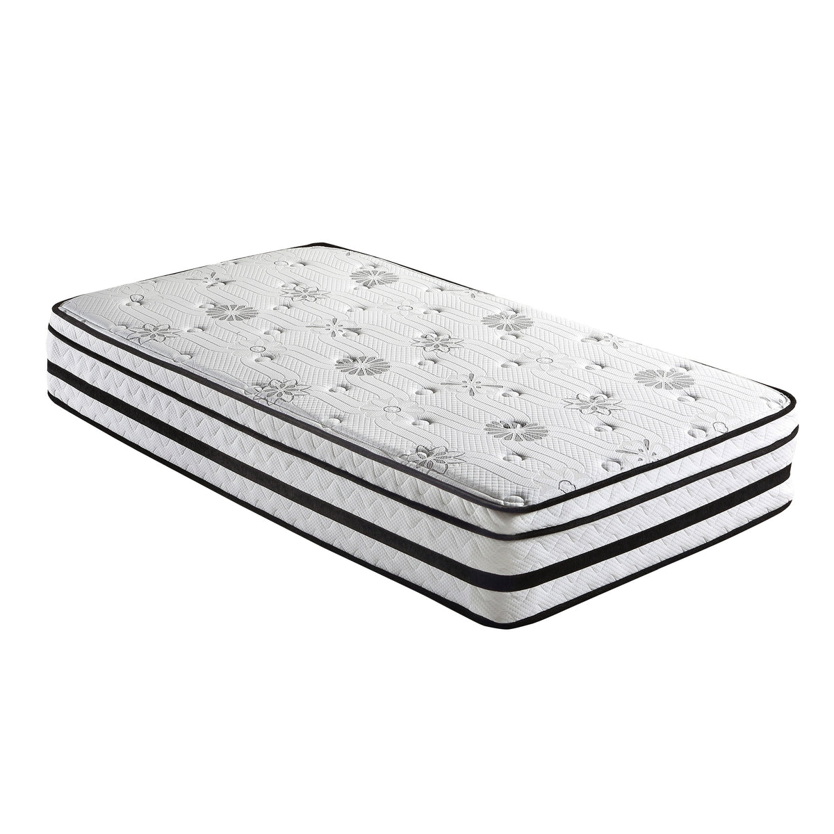 12-inch Twin Mattress Highly Breathable Quilted Cover Hybrid Mattress, White, Plush Foam Mattress in a Box, Luxury Comfort Mattress