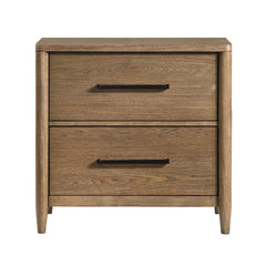 Modern Transitional 2-Drawer Nightstand with Charging Ports Storage Brown Finish Durable Bedroom Furniture 1pc Bedside Table