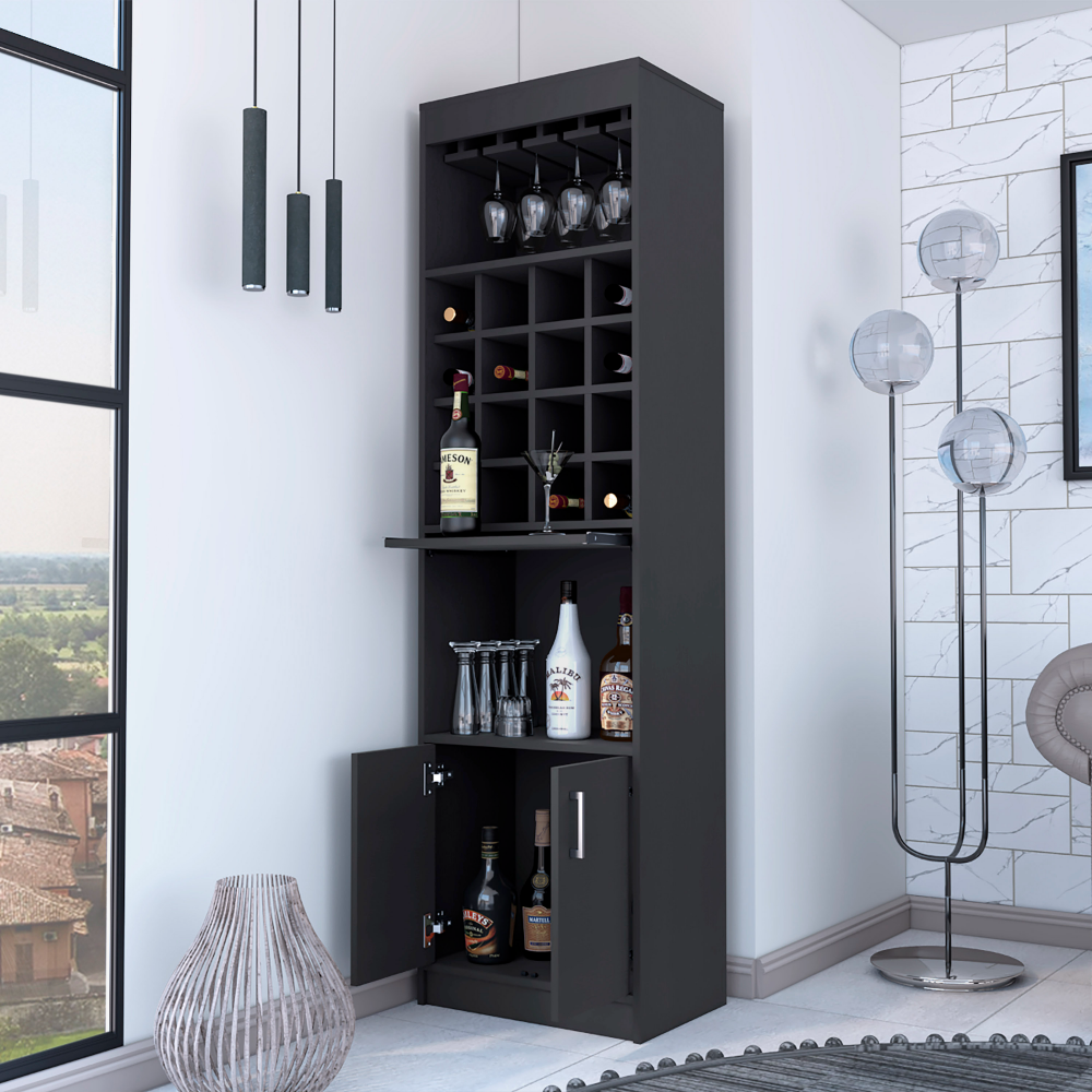 Wenge 16-Bottle 1-Shelf Bar Cabinet