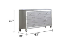 Sterling Mirror Framed 6-Drawer Dresser Made With Wood in Silver Color (INCLUDES ONLY DRESSER)   same as G150108486  (NJ inventory)