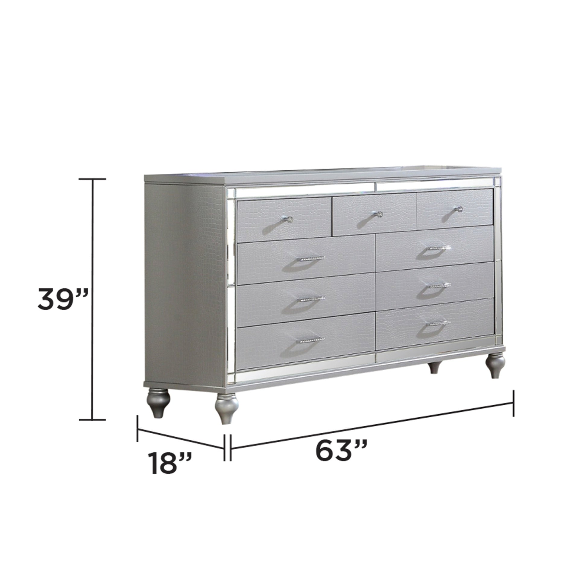 STERLING Queen 5 PC LED Bedroom set made with wood in Silver Color (NJ INVENTORY)