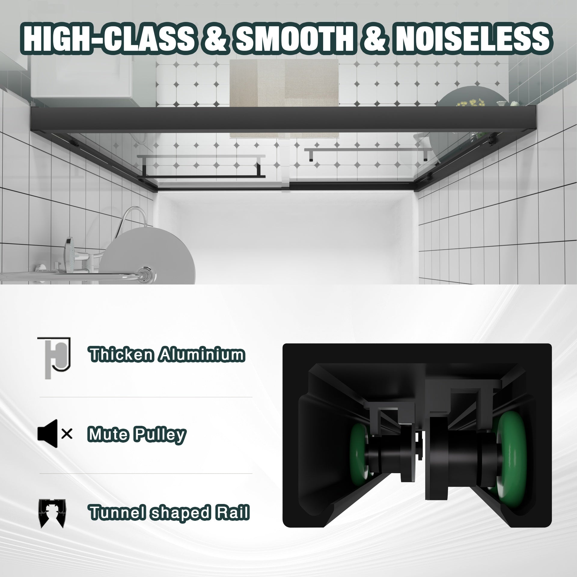 56-60"x58" Aluminum Frame Double Sliding Bathtub Screen,Bypass Bathroom Sliding Door with Premium 1/4" (6mm) Clear Tempered Glass, Black Hardware Sliding Glass Shower Enclosure,Matte Black Finished