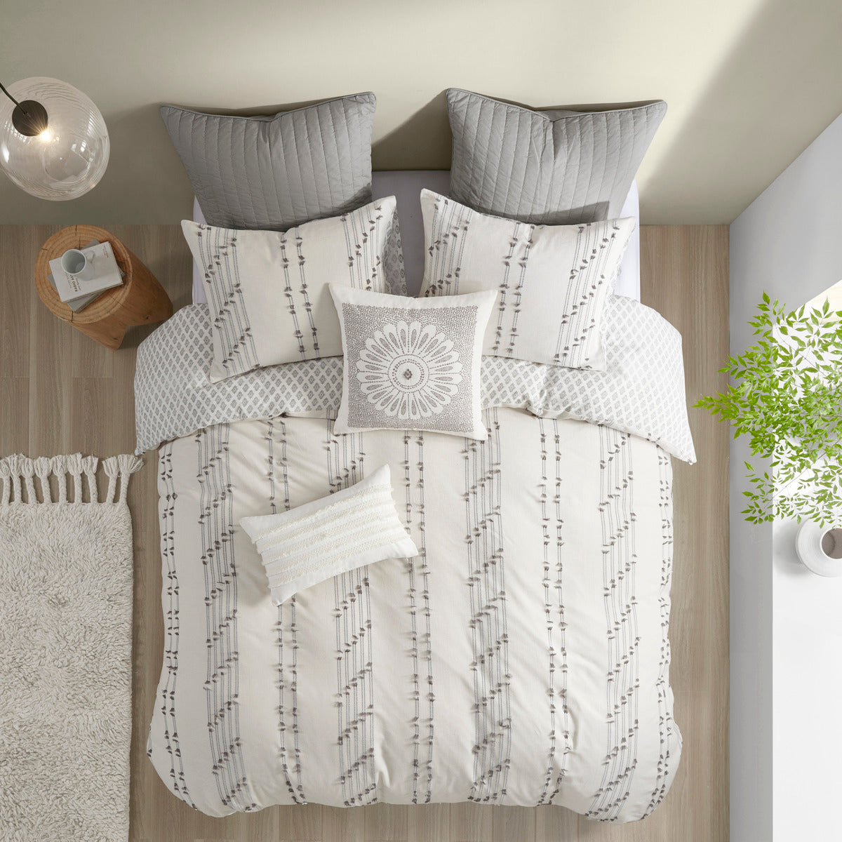 Full/Queen 3 Piece Cotton Jacquard Duvet Cover Set