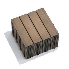 Patio Floor Tiles Pack of 22  WPC Wood-Plastic Composite Patio Deck Tiles DIY Interlocking Decking Tiles, Quick Deck Floor Tile, Court Tile, Water Resistant Indoor Outdoor -11.8" Oak