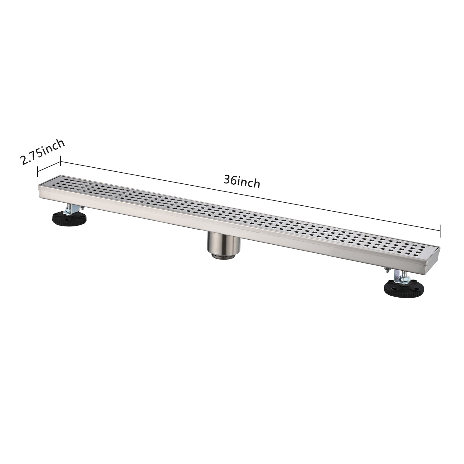36 Inches Linear Shower Drain, Included Hair Strainer and Leveling Feet