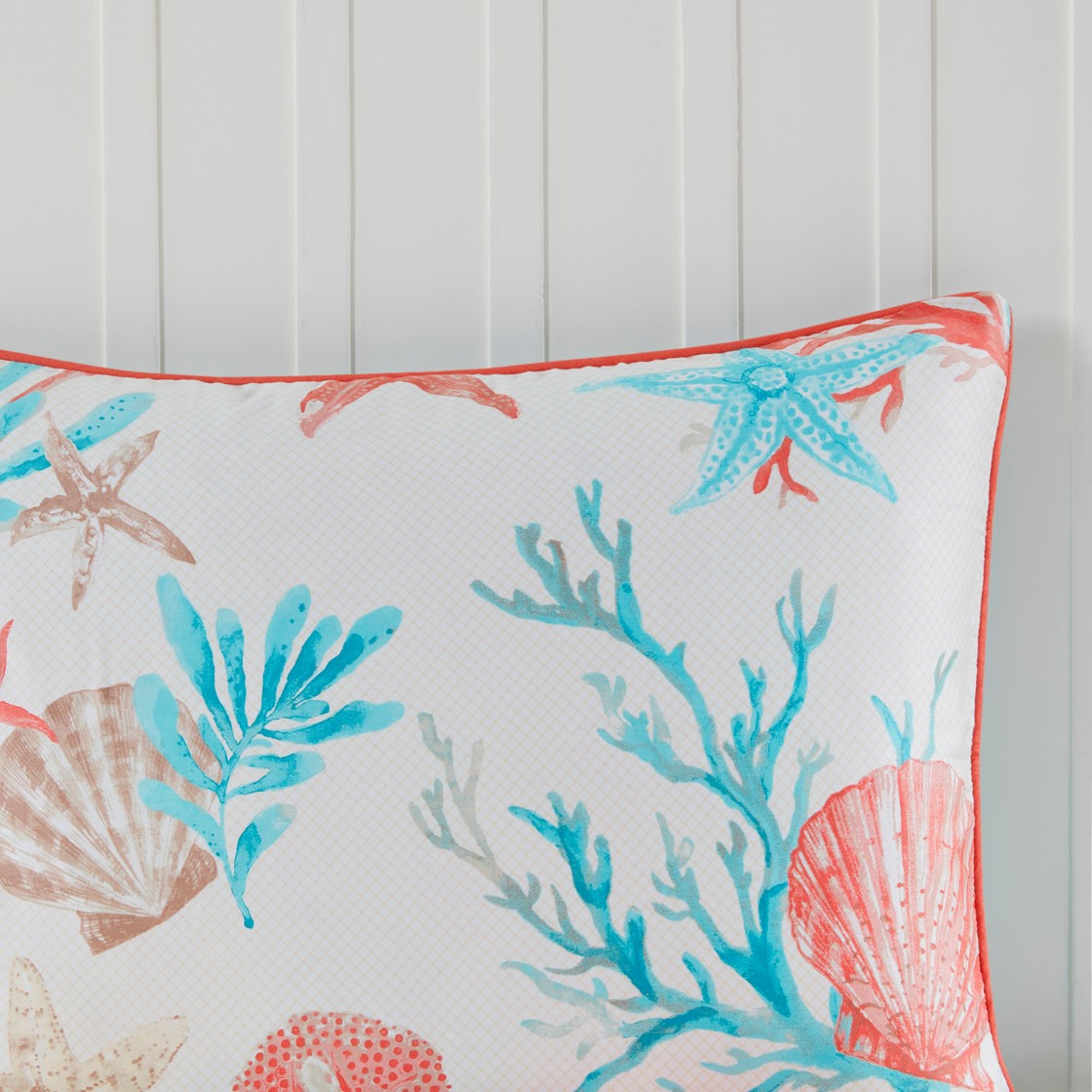 7 Piece Cotton Sateen Comforter Set Coral Cal King