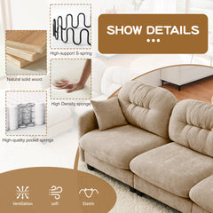 Loveseat Cloud Sectional Couches Chenille Fabric, Tufted Cushion Backrest Design, Ergonomic Design, High-Density Foam Easy Install Elegant Armrests High Quality Wooden Base,Fits Living Rooms,Camel