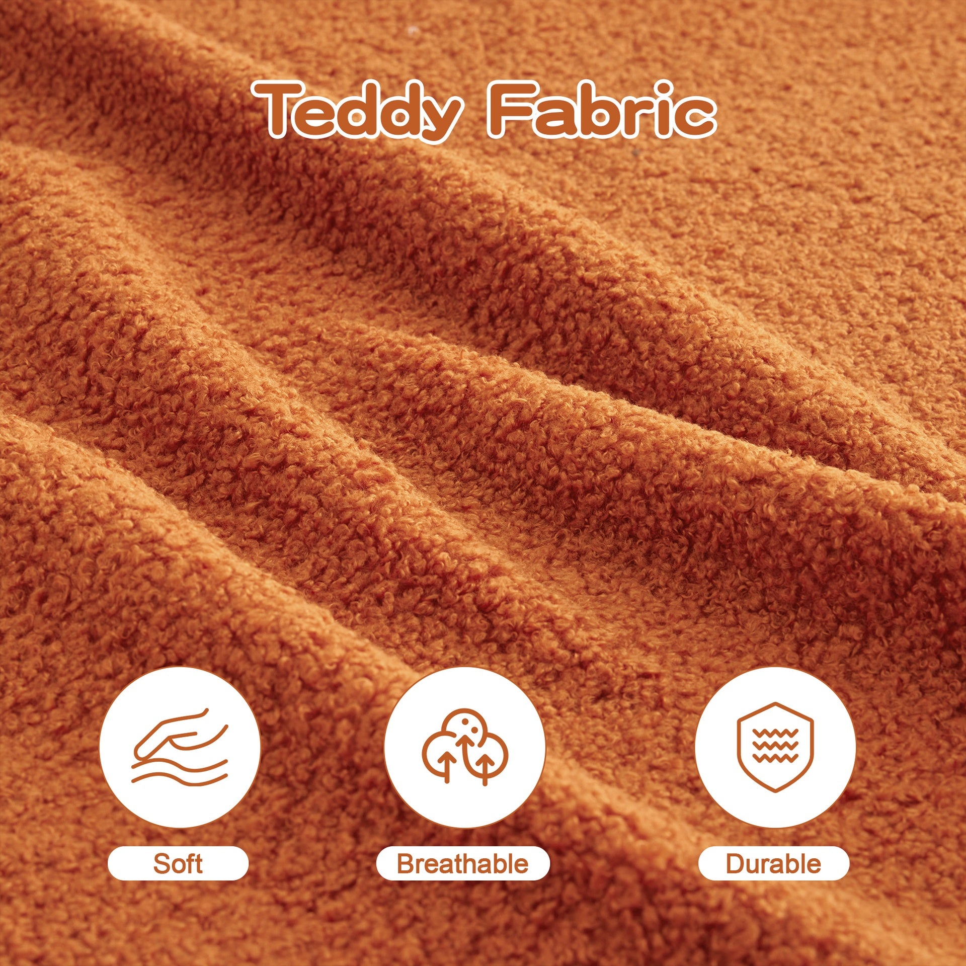 Soft Teddy Fabric Boneless Sofa,No Assembly Required Streamlined Design,Anti-Slip Design 32D High Density Sponge Living Rooms Bedrooms,Orange