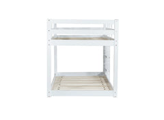 Solid Wooden , Solid Rubber Wooden Twin over Twin Floor Bunk Bed with Ladder ,Upper and Bottom Bed Platforms crafted with Strengthened Slats, White