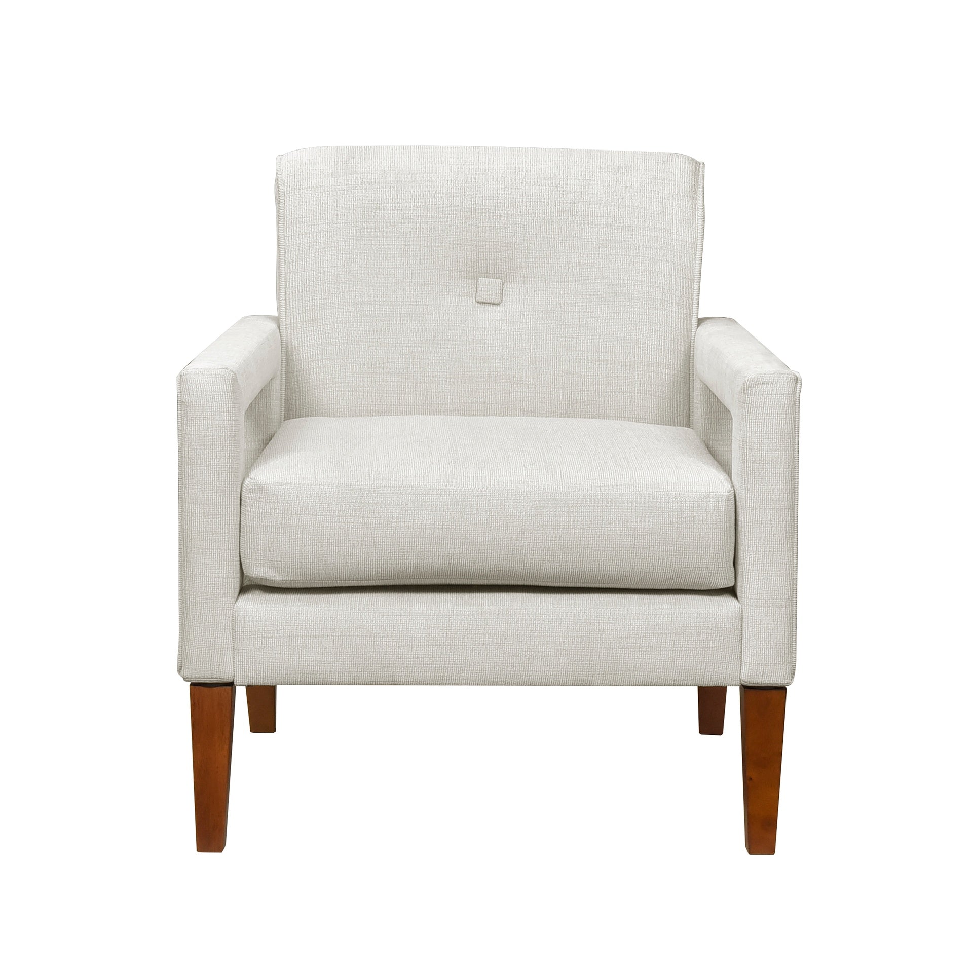 Modern Living Room Chair Beige Chenille Upholstery Pocket Coils Solid Wood Legs Furniture 1pc Armchair