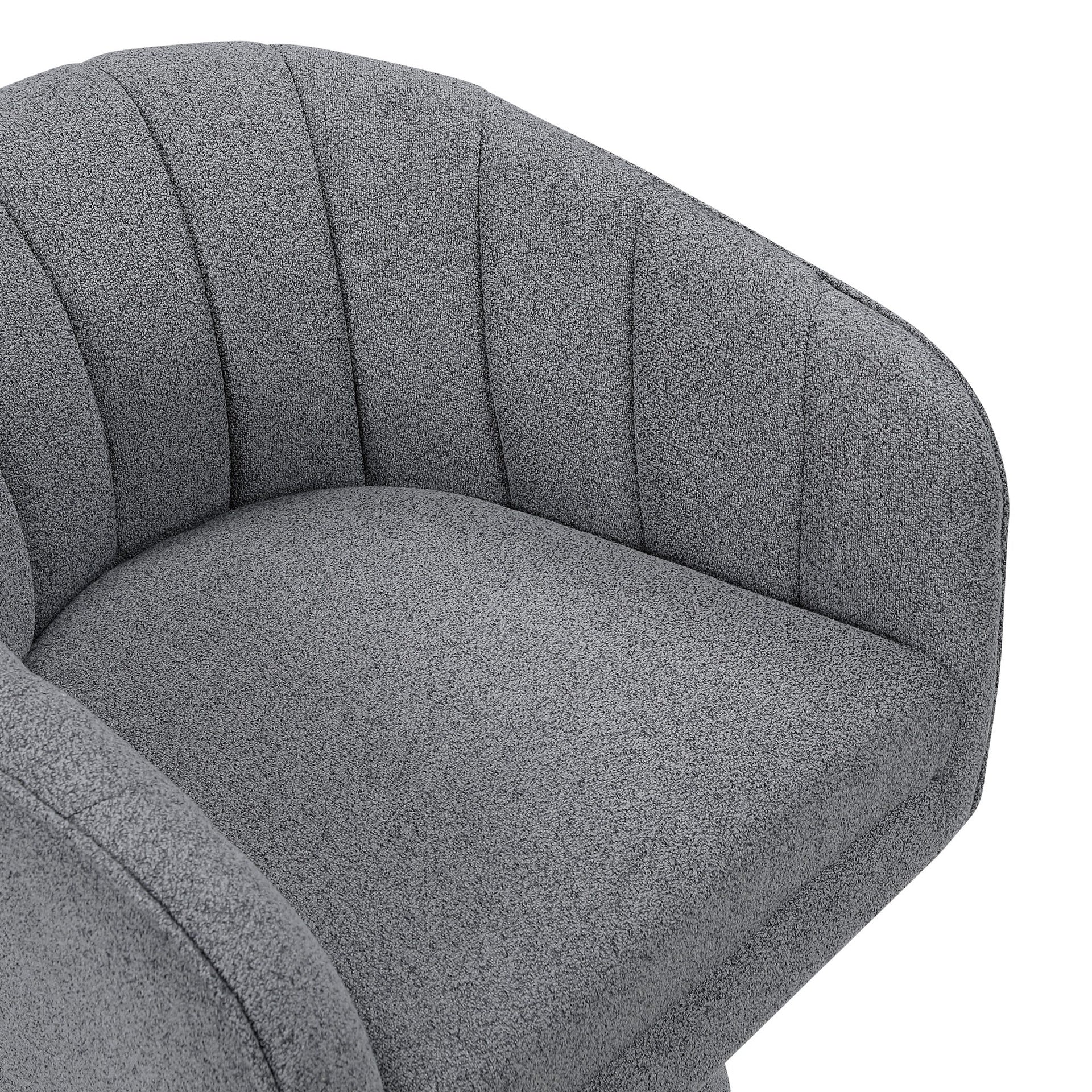1pc Modern Swivel Accent Chair Dark Gray Boucle Upholstery Solid Wood Foam Seat Cushion Unique Style Comfort Home Furniture