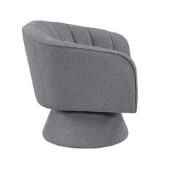 1pc Modern Swivel Accent Chair Dark Gray Boucle Upholstery Solid Wood Foam Seat Cushion Unique Style Comfort Home Furniture