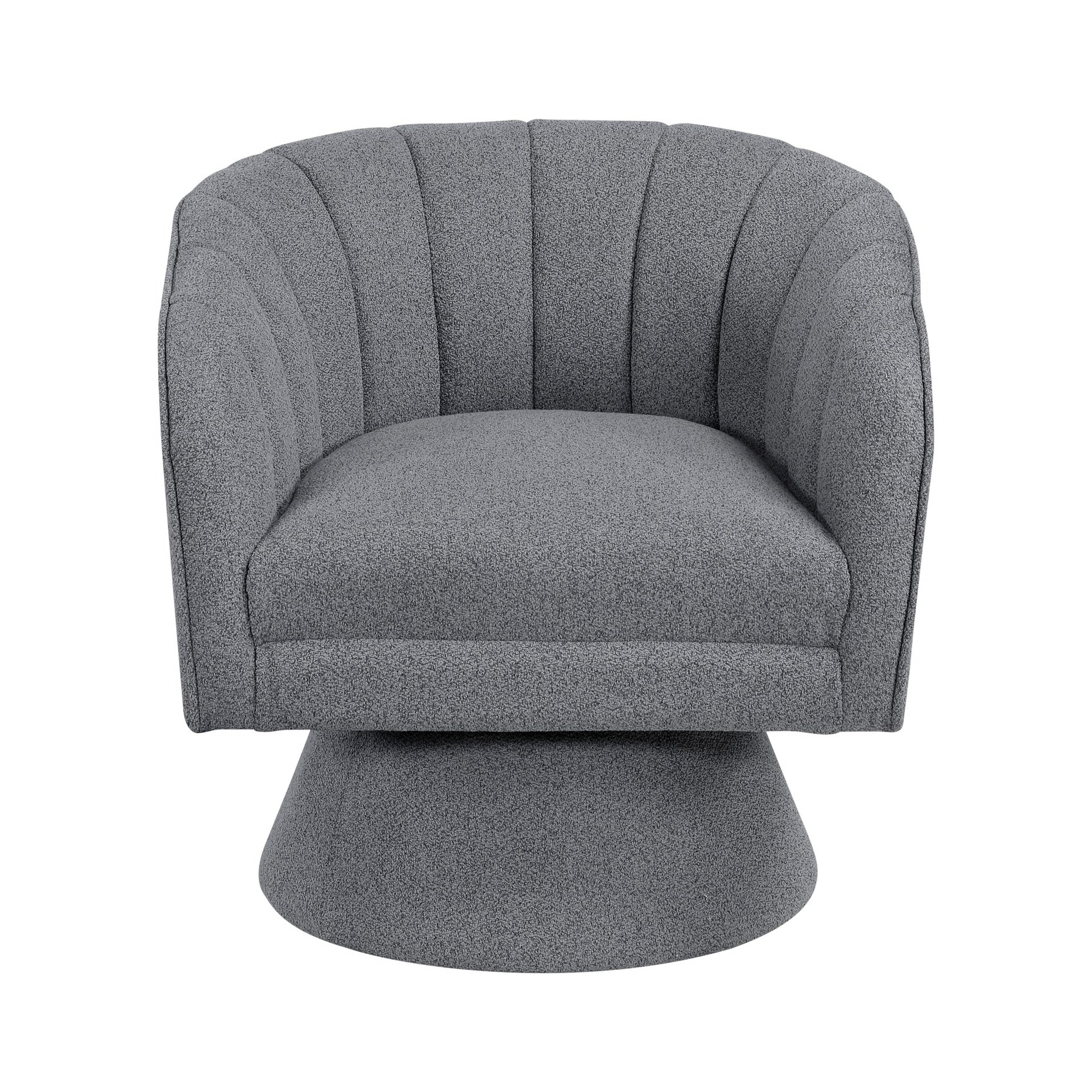 1pc Modern Swivel Accent Chair Dark Gray Boucle Upholstery Solid Wood Foam Seat Cushion Unique Style Comfort Home Furniture