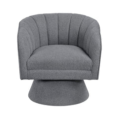 1pc Modern Swivel Accent Chair Dark Gray Boucle Upholstery Solid Wood Foam Seat Cushion Unique Style Comfort Home Furniture