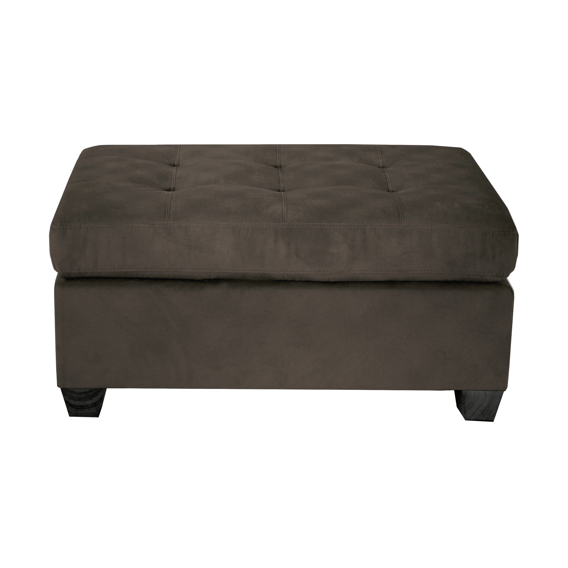 1pc Ottoman Tufted Detail Chocolate Microfiber Upholstered Modern Living Room Furniture
