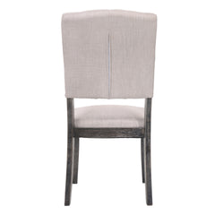 Beige and Weathered Grey Oak Tufted Back Side Chairs (Set of 2)