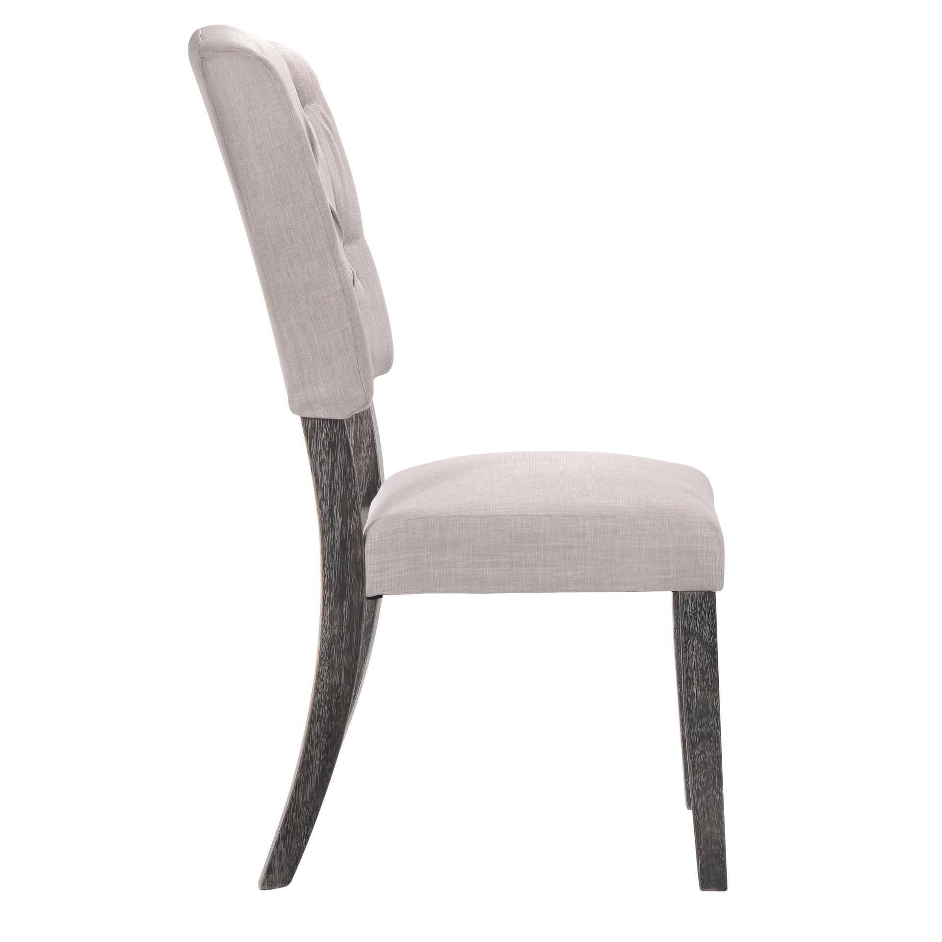 Beige and Weathered Grey Oak Tufted Back Side Chairs (Set of 2)