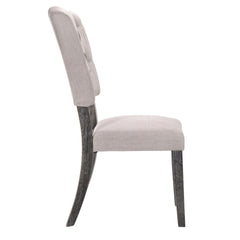 Beige and Weathered Grey Oak Tufted Back Side Chairs (Set of 2)