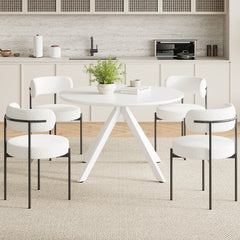47.2" Solid Wood Round Dining Kitchen Table for 4-6 People with Intersecting Pedestal Base