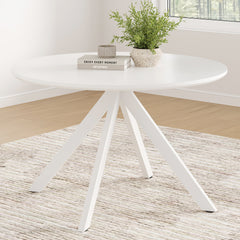 47.2" Solid Wood Round Dining Kitchen Table for 4-6 People with Intersecting Pedestal Base