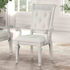 Traditional Style 2pc Arm Chair Upholstered Seat And Backrest Ivory Finish Dining Room