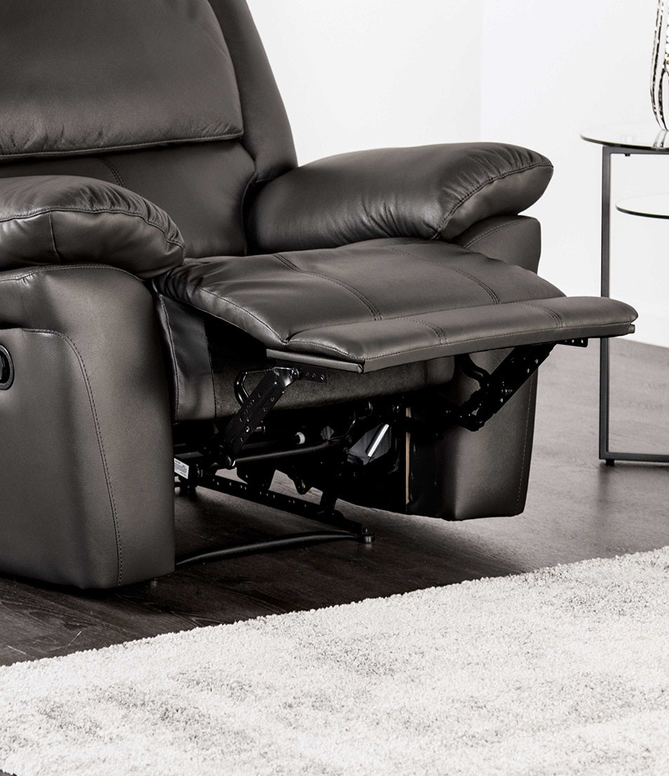 Black Finish Transitional Manual Recliner Chair Pillow Arms Welt Trim Primary Living Room