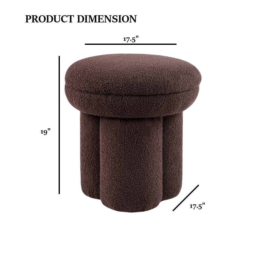 Contemporary Style Round Top Accent Chair Pedestal Base Mushroom Design Stool Brown Finish Primary Living Room