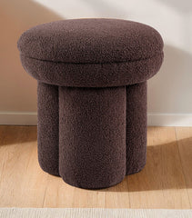 Contemporary Style Round Top Accent Chair Pedestal Base Mushroom Design Stool Brown Finish Primary Living Room