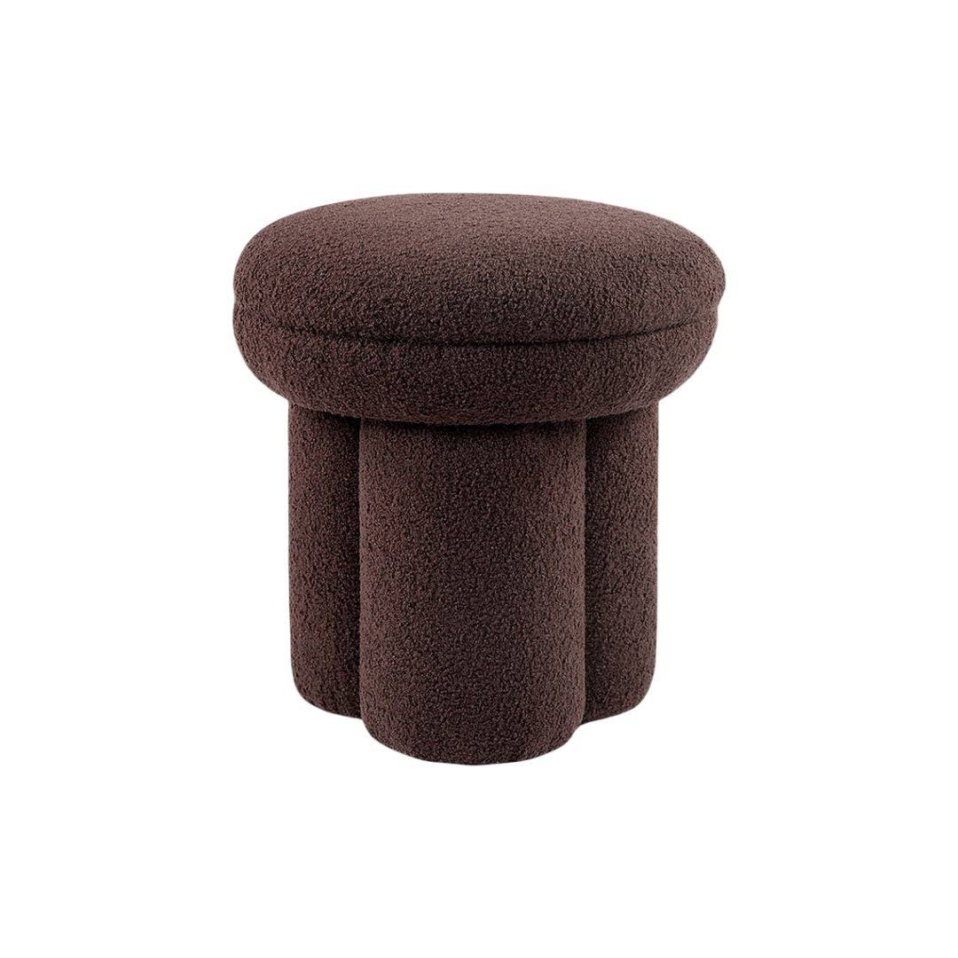 Contemporary Style Round Top Accent Chair Pedestal Base Mushroom Design Stool Brown Finish Primary Living Room