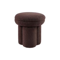 Contemporary Style Round Top Accent Chair Pedestal Base Mushroom Design Stool Brown Finish Primary Living Room
