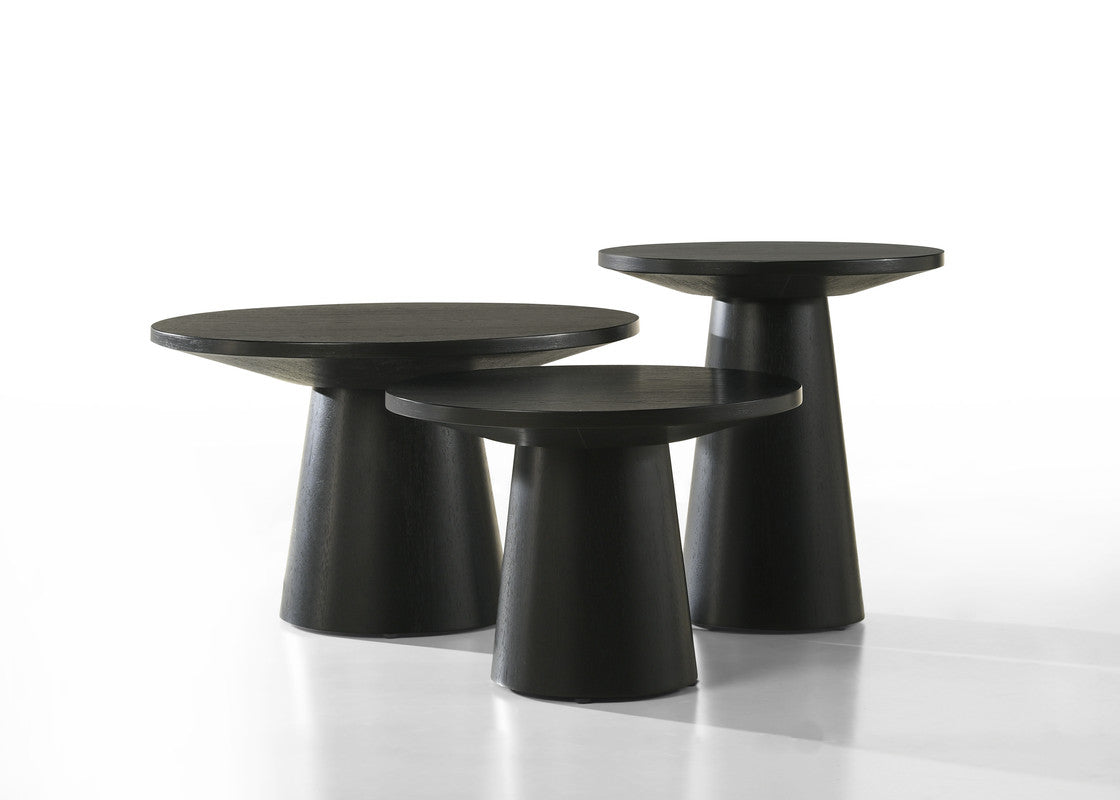 Jacopo Ebony Black 3-Piece Coffee, End, & Console Table Set with Pedestal Base