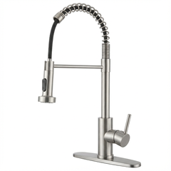 Kitchen Faucet with Pull Down Sprayer Industrial 1 Handle 1 Hole Or 3 Hole Faucet for Farmhouse Camper Laundry Utility Rv Wet Bar Sinks, Stainless Steel, Brushed Nickel