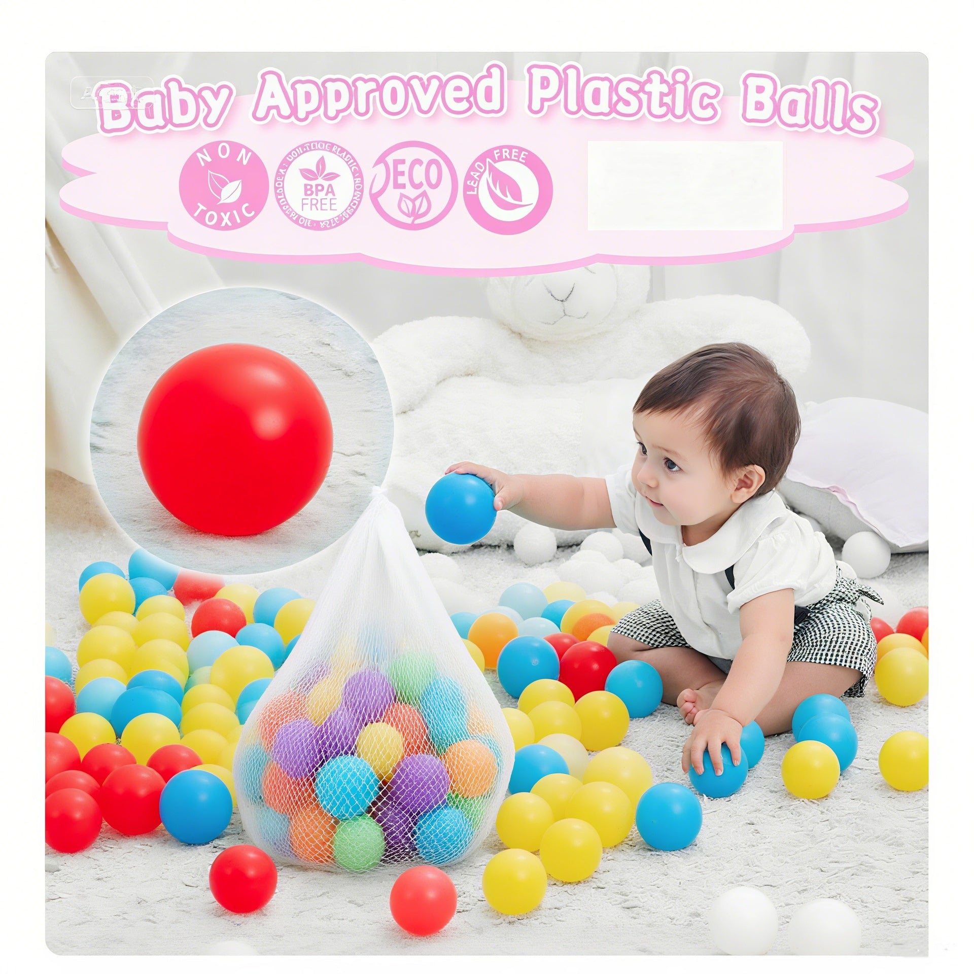 Ball Pit Balls 500 Count for Kids, Colorful Phthalate Free BPA Free Baby Toddler Play Balls for Kids Toddlers - Safe, Crushproof, Lightweight, Durable Spheres-Rainbow