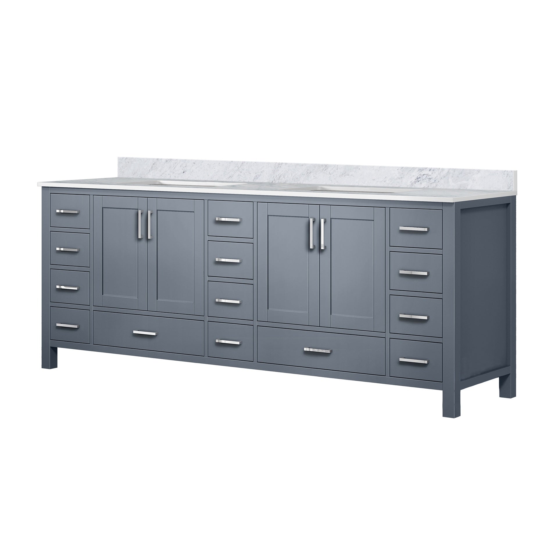 Dark Grey Double Bath Vanity 84 in. W x 22 in. D, with Carrara Marble Top