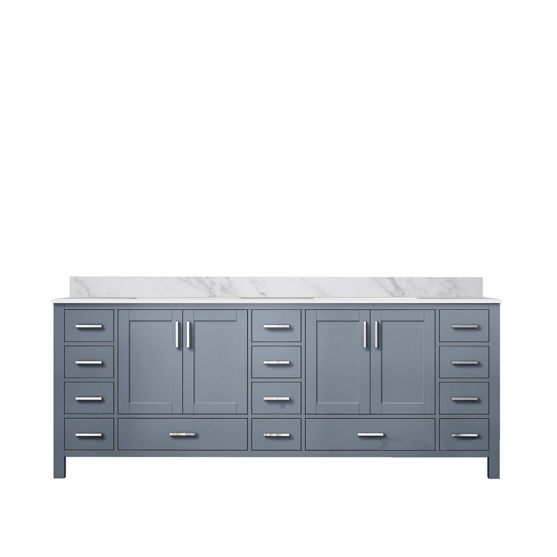Dark Grey Double Bath Vanity 84 in. W x 22 in. D, with Carrara Marble Top