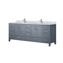 Dark Grey Double Bath Vanity 84 in. W x 22 in. D, Carrara Marble Top, and Faucet Set