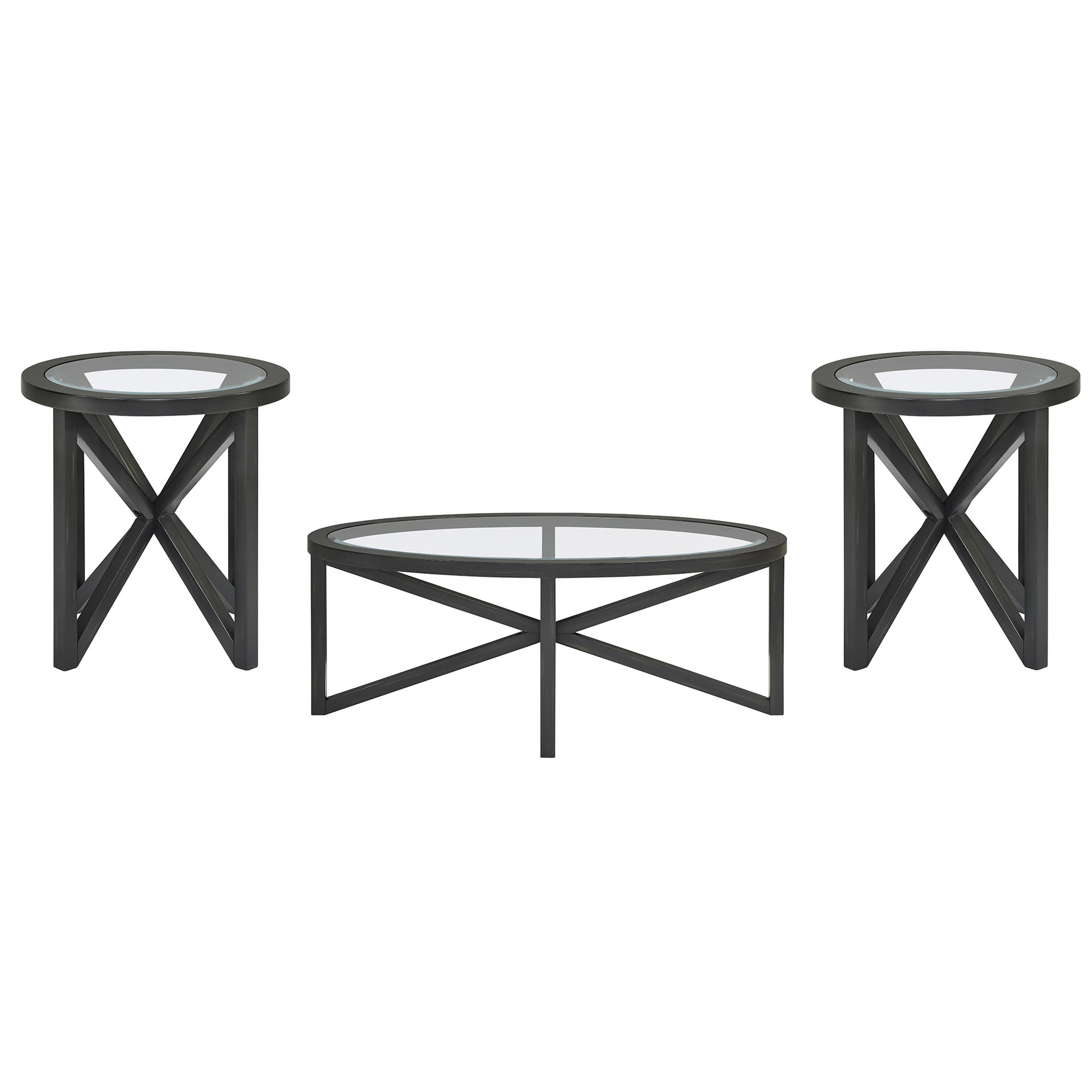 Modern simple glass coffee table, tempered glass coffee table solid wood base round transparent glass top modern living room terrace study coffee table