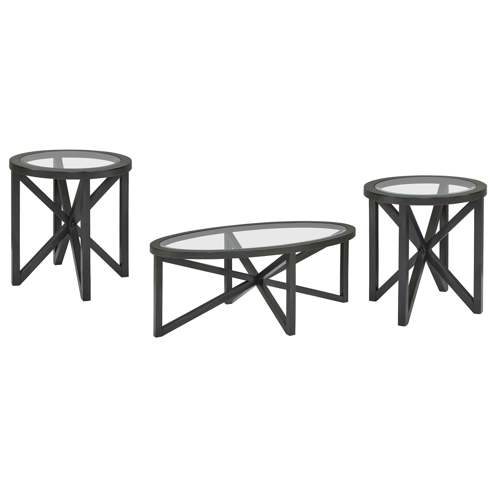 Modern simple glass coffee table, tempered glass coffee table solid wood base round transparent glass top modern living room terrace study coffee table