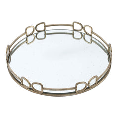 D18x2" Valentina Silver Round Mirror Tray,Large
