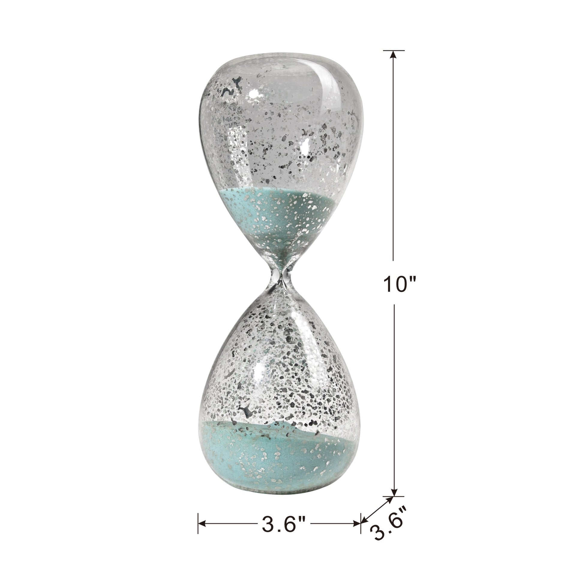 10" Peleus 60-Minute Silvered Hourglass, Jade Sand