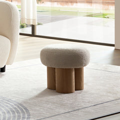 W8017-1 Mushroom stool, grieg plush cushion, wooden barrel PVC pipe, walnut finish