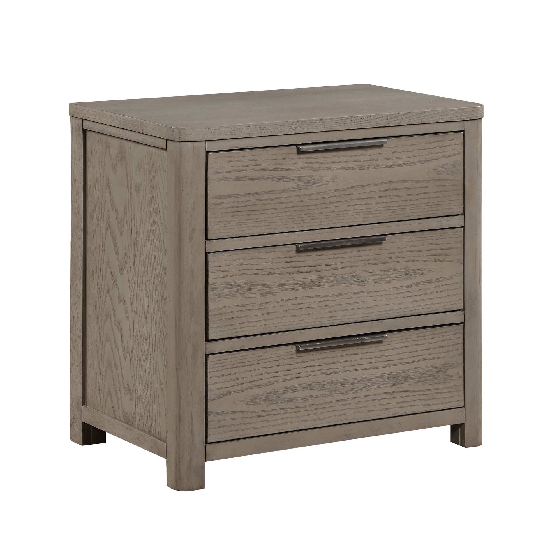 Contemporary Light Gray Finish Nightstand of 3-Drawers Dovetail Bedroom Furniture 1pc Bedside Table