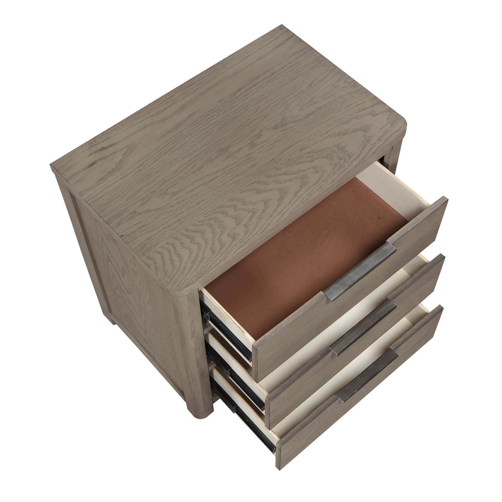 Contemporary Light Gray Finish Nightstand of 3-Drawers Dovetail Bedroom Furniture 1pc Bedside Table