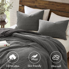 3PCS King/Cal King Waffle Washed Comforter Set